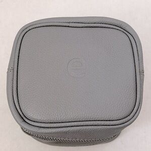 E gray leather zip around travel jewelry case pouch box Size Small